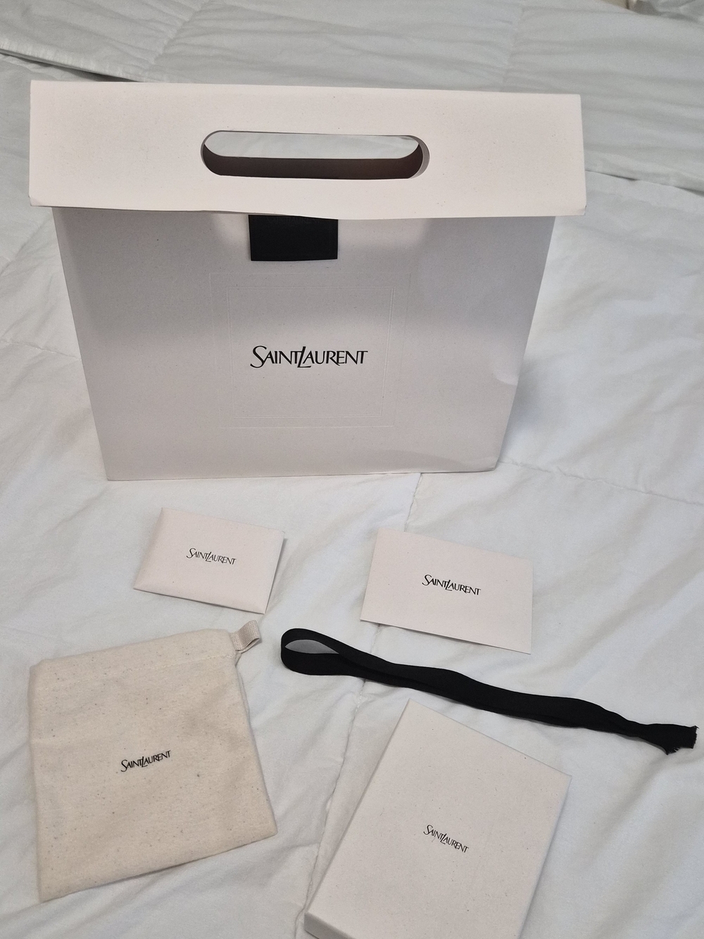 Authentic Saint Laurent YSL Packaging Set Box Dust Bag Shopping Bag Ribbon
